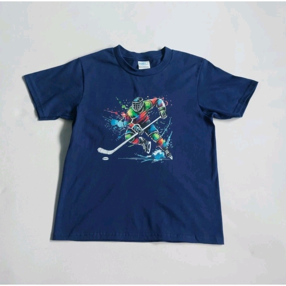 Port‎ & Company Blue Kids Hockey T-shirt Size Small